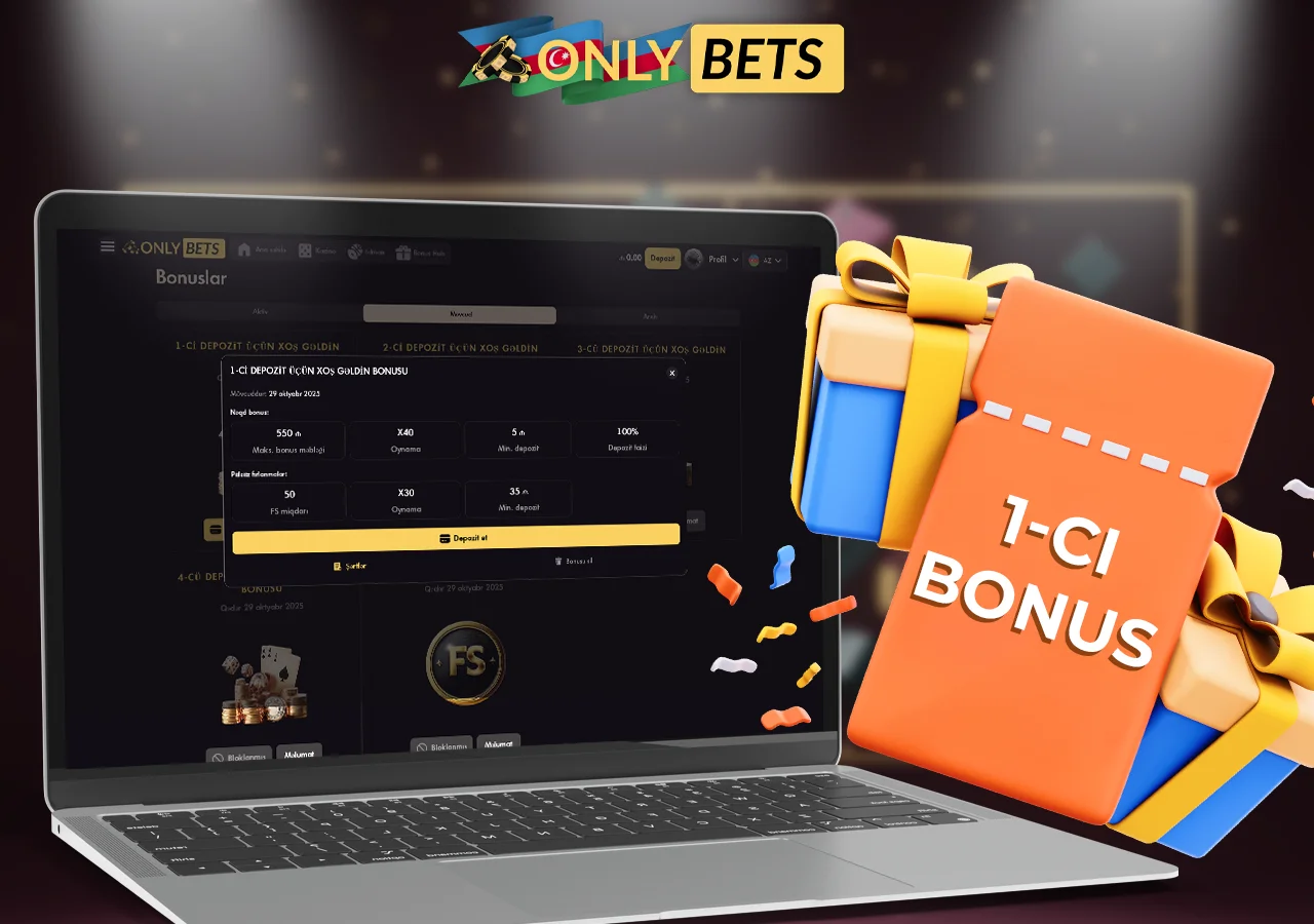 İlk depozitiniz üçün bonus almaq